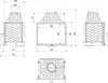 Technical drawings with dimensions of a fireplace insert. Produktbild-Vorschau
