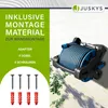 A product image showcasing a hose reel with mounting hardware, presented with promotional text. Produktbild-Vorschau