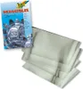 A package of silver embossing foil sheets is shown next to a stack of the foil sheets. Produktbild-Vorschau