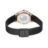 The back of a watch with a black mesh strap and rose gold casing. Podgląd zdjęcia produktu