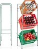 A metal shelving unit with three crates filled with drinks and fruit. Náhled obrázku produktu