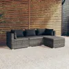 vidaXL 4-tlg. Garten-Lounge-Set mit Kissen Poly Rattan Grau Produktbild-Vorschau 2
