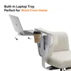 A laptop and coffee cup are placed on a tray attached to the armrest of an office chair. Náhľad obrázku produktu
