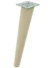 A single wooden furniture leg with a metal mounting plate, isolated on a white background. Produktbild-Vorschau