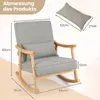 A diagram showing the dimensions of a gray rocking chair with wooden accents. Podgląd zdjęcia produktu