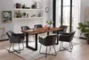 A dining room setting with a wooden table and chairs. Produktbild-Vorschau