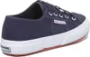 A side view of a navy blue Superga sneaker with a white sole. Produktbild-Vorschau
