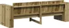 The back view of a wooden garden bench against a white background. Produktbild-Vorschau