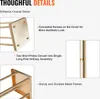 Close-up images and text highlighting thoughtful details of a gold-colored metal product, likely a plant stand or side table. Voir les images du produit