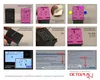 A collage of images demonstrating how to refill ink cartridges, including close-ups of the cartridges, needles, ink levels on a screen, and warning messages. Anteprima dell’immagine prodotto