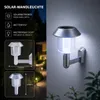 4er Set Solar-Wandleuchten LED Außen Silber – mit Akku & Produktbild-Vorschau 2