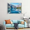 Wandbild Leinwandbild Fenster Mountain View Blue: Produktbild-Vorschau 3