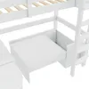 A close-up view of a white bunk bed with a pull-out desk and ladder. Produktbild-Vorschau