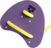 A purple swim paddle with yellow straps against a white background. Produktbild-Vorschau