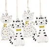4 Katzen Deko Holzanhänger Weihnachten Gold weiß 7,5 cm Produktbild-Vorschau 1