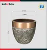 KOTARBAU® Blumenkübel Höhe 41 cm ⌀ 46 cm Blumentopf Gold Produktbild-Vorschau 3