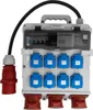 A portable electrical distribution box with multiple outlets and circuit breakers. Produktbild-Vorschau