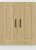 A close-up front view of a cabinet with two doors and black handles. Produktbild-Vorschau