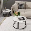 FATIVO Tavolino rotondo Set di 2 tavolini in marmo, set di Anteprima dell’immagine prodotto 2