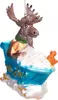 A glass ornament of a moose sitting in a bathtub with a rubber duck. Voir les images du produit