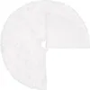 A white, fluffy Christmas tree skirt is laid out on a white background. The skirt is circular with a slit in the side, and it appears to be made of faux fur. Náhled obrázku produktu