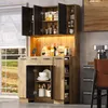 Armoire vitrine Merax pour cuisine, équipée de LED, meuble Voir les images du produit 6