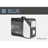 A product packaged in a dark gray bag with a clear window, showing a white item inside. A blue text banner is at the top. Produktbild-Vorschau