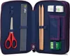 An open pencil case with school supplies. Produktbild-Vorschau