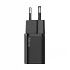 A black USB-C charger with two prongs for plugging into an electrical outlet. Produktbild-Vorschau