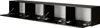 A black, wall-mounted TV cabinet with four open compartments and hinged doors. Anteprima dell’immagine prodotto
