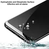 A close-up of a smartphone screen protector with water droplets on it, demonstrating its hydrophobic and oleophobic properties. Produktbild-Vorschau