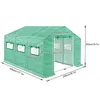 A diagram of a green greenhouse with dimensions indicated by text and lines. Voir les images du produit