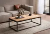 WOHNLING Couchtisch 120x60x40 cm Akazie Massivholz Metall Produktbild-Vorschau 2
