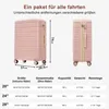 A size chart for luggage with images of pink suitcases and dimensions. Náhľad obrázku produktu