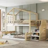 MODFU Etagenbett Kinderbett 90x200cm&140x200cm mit Fenster, Produktbild-Vorschau 4