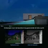 A diagram showing the night vision range of a security camera on a house, with examples of color and black-and-white night vision. Produktbild-Vorschau