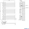 Technical drawing of a radiator with dimensions and mounting details. Anteprima dell’immagine prodotto
