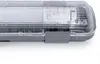 Close-up of a waterproof LED light fixture with water droplets on the clear cover. Produktbild-Vorschau