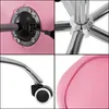 A collage of four close-up images showing different parts of a pink office chair. Produktbild-Vorschau