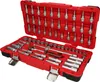 A red toolbox filled with various metal tools, including sockets and a ratchet. Náhled obrázku produktu
