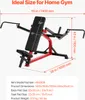 A diagram showing the dimensions of a home gym machine. Produktbild-Vorschau