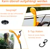 Collage showing different ways to use a portable camping shower, including suction cup and hook attachments, and a person using the shower outdoors. Voir les images du produit