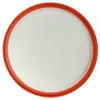 A close-up, top-down view of a round, white mesh filter with an orange rubberized rim, set against a plain white background. Produktbild-Vorschau