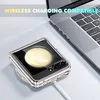 A clear phone case is shown on a wireless charger next to a laptop. Náhled obrázku produktu