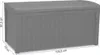 A gray storage box with dimensions indicated. Produktbild-Vorschau
