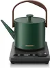 A green electric kettle with a brown handle sits on a black base with a digital display. Podgląd zdjęcia produktu