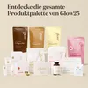 A collection of Glow25 collagen products arranged on a light beige background. Podgląd zdjęcia produktu