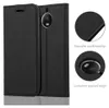 A black flip phone case is shown from the front and side, with close-up insets highlighting craftsmanship and painted edges. Náhled obrázku produktu