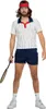 A man dressed in a retro tennis outfit, holding a tennis racket. Produktbild-Vorschau