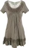 006285  Tesini Damen Bluse Taupe Gr. 38 mit Spitze – Produktbild-Vorschau 2